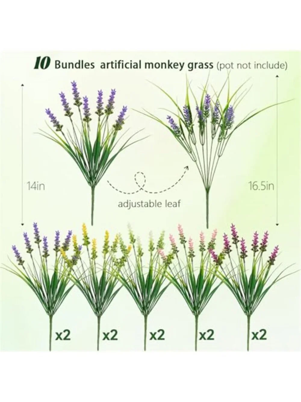 10 Bundle Fake Monkey Grass Flowers Outdoor Indoor Patio Pot Planter Decor